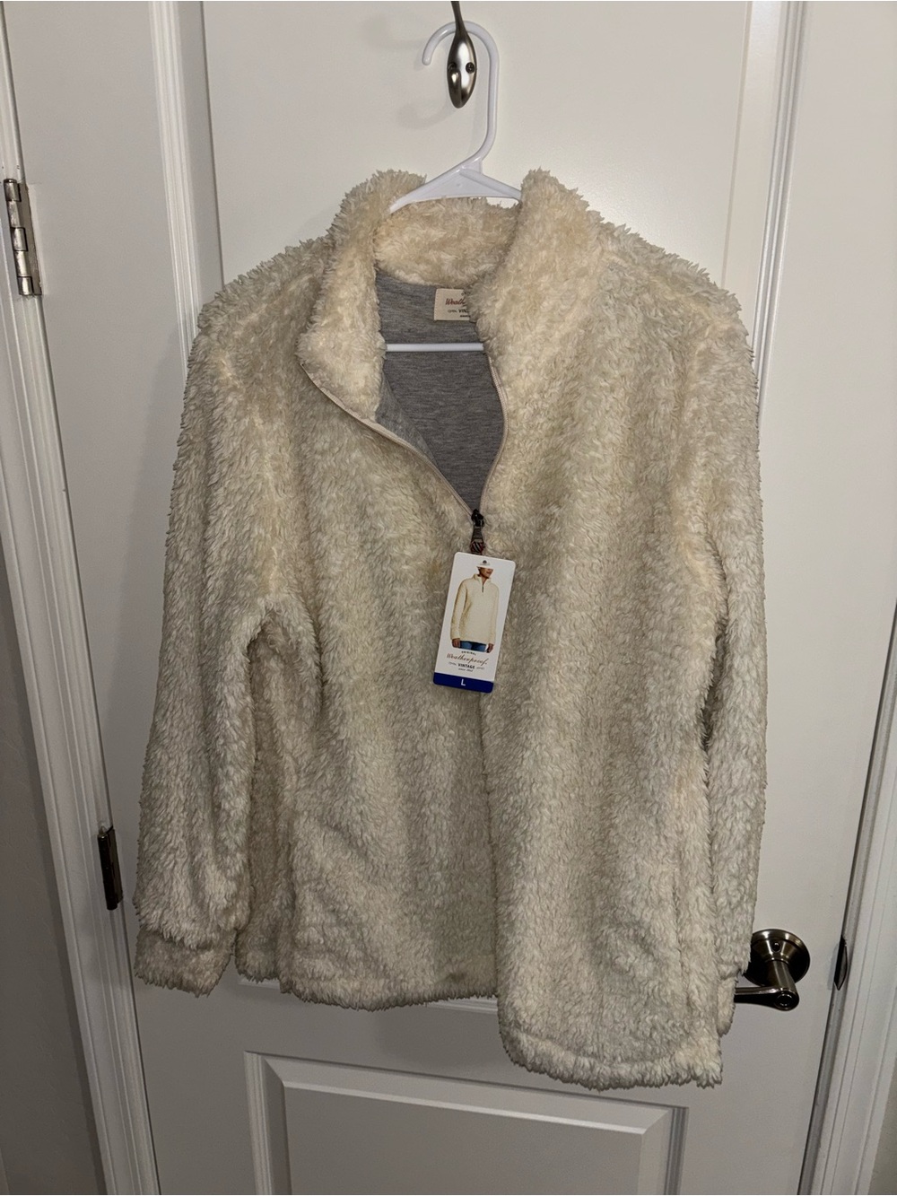 Weatherproof Cream Sherpa Quarter-Zip Jacket